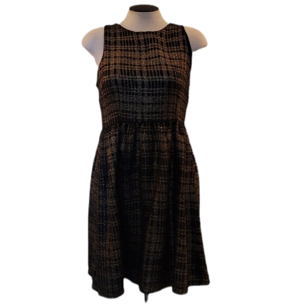 Ya Los Angeles Black & Metallic Gold Sleeveless Dress L